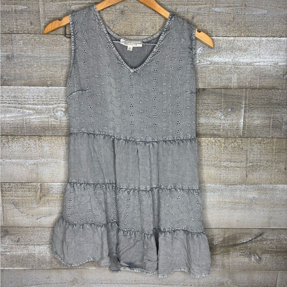 Solitaire small rayon made in India Gray Tiered Tunic Top